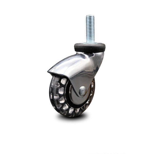 3 Inch Bright Chrome Hooded Polyurethane 3/8 Inch Threaded Stem Caster SCC